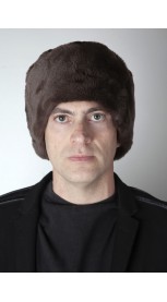 Dark brown rex fur hat – Unisex